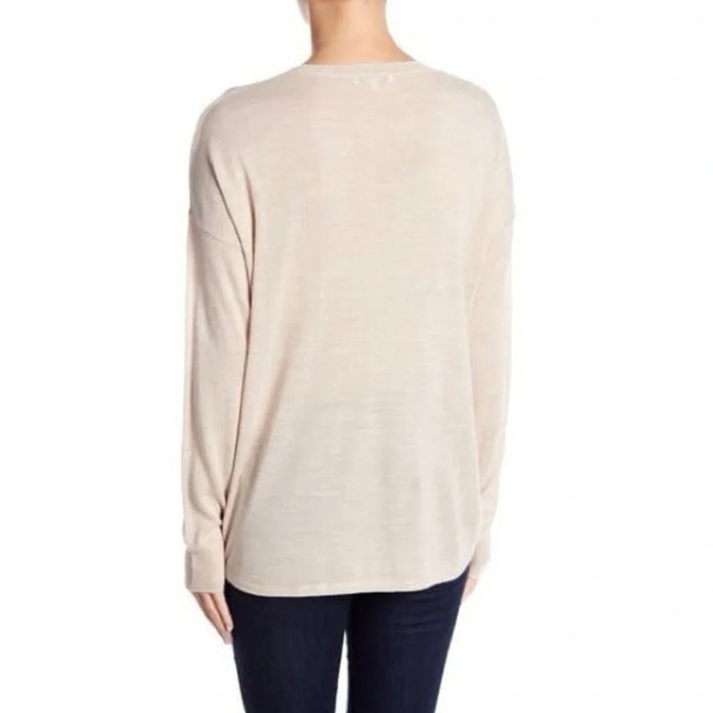 Madewell slouchy relaxed oversized wool blend cream pullover with high low hem - Picture 3 of 10